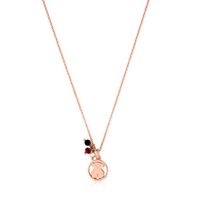 Rose Vermeil Silver Camille Necklace with Onyx, Ruby and Pearl