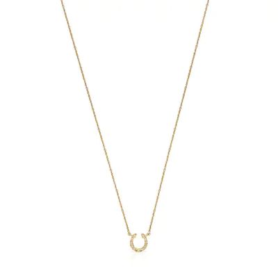 Gold TOUS Good Vibes horseshoe Necklace with Diamonds