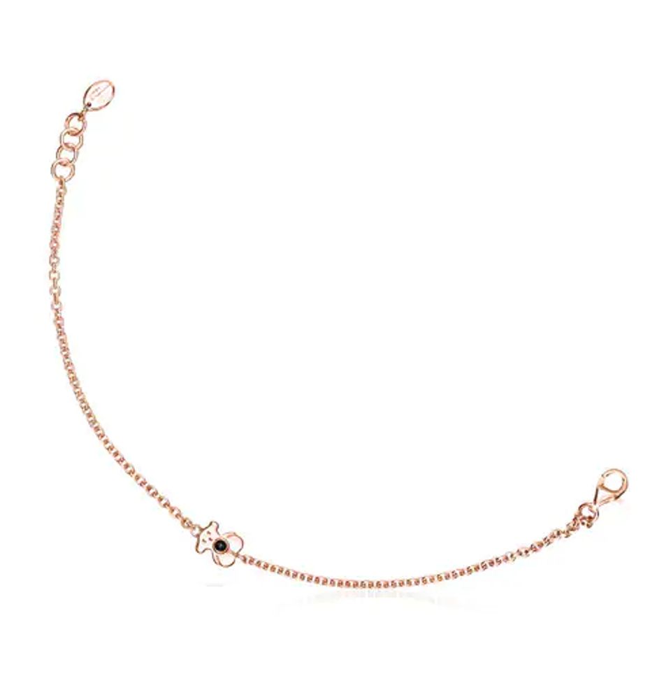 Pulsera Real Sisy con baño de oro rosa 18 kt sobre plata con Onix