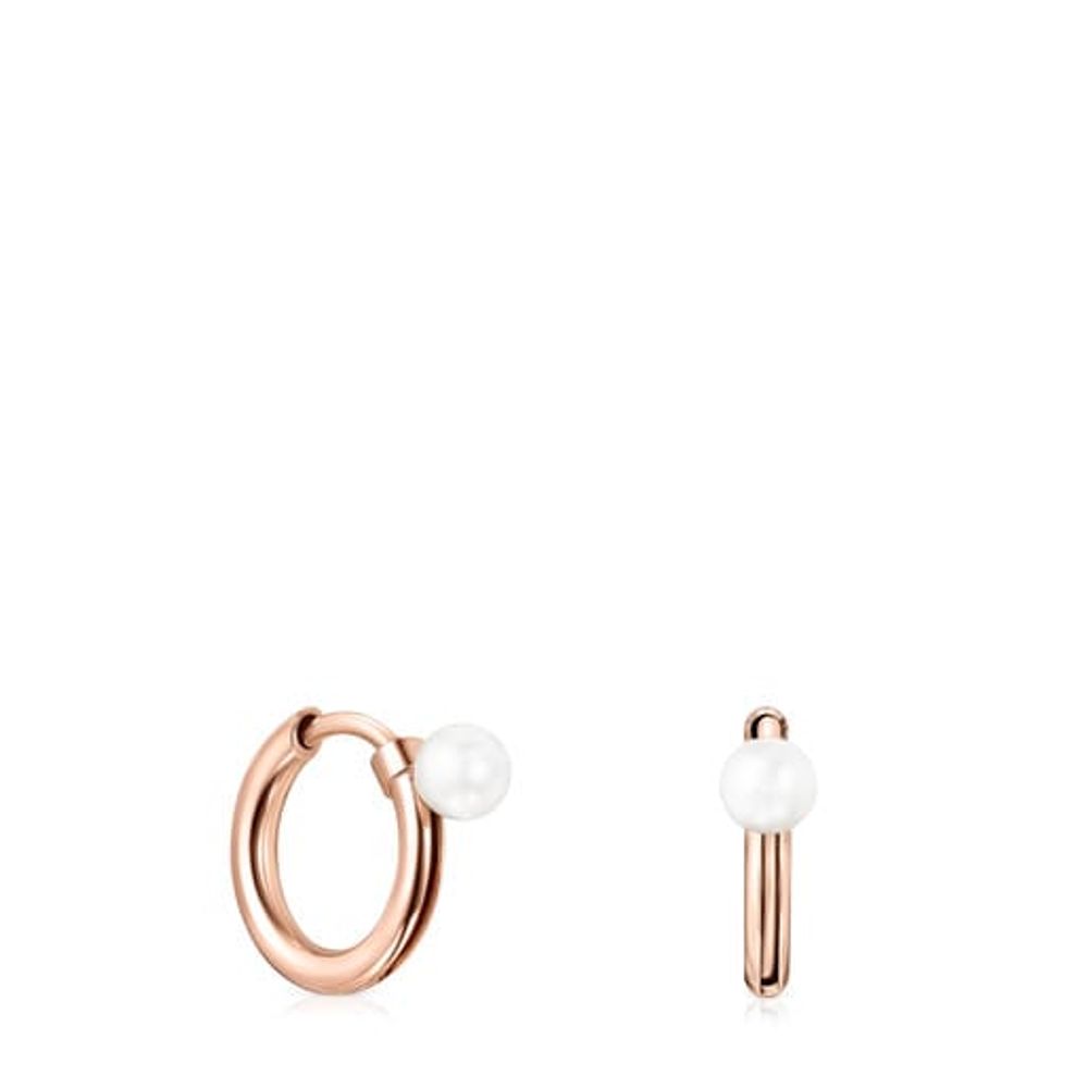 TOUS Basics Earrings in Rose Silver Vermeil with Pearl