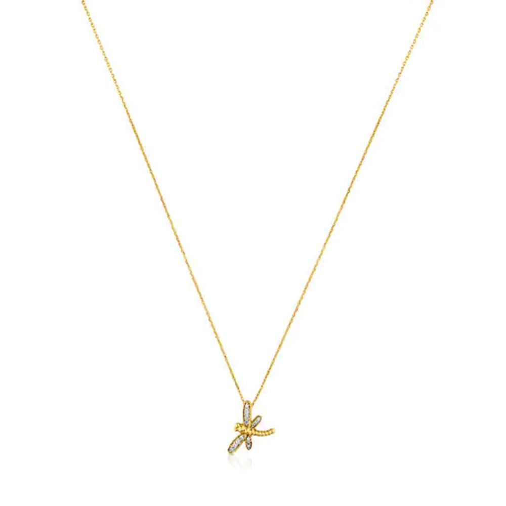 TOUS Bera Necklace in Gold with Diamonds Dragon-fly motif | Westland Mall