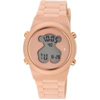 Reloj digital D-Bear de acero IP rosado con correa de Silicona nude