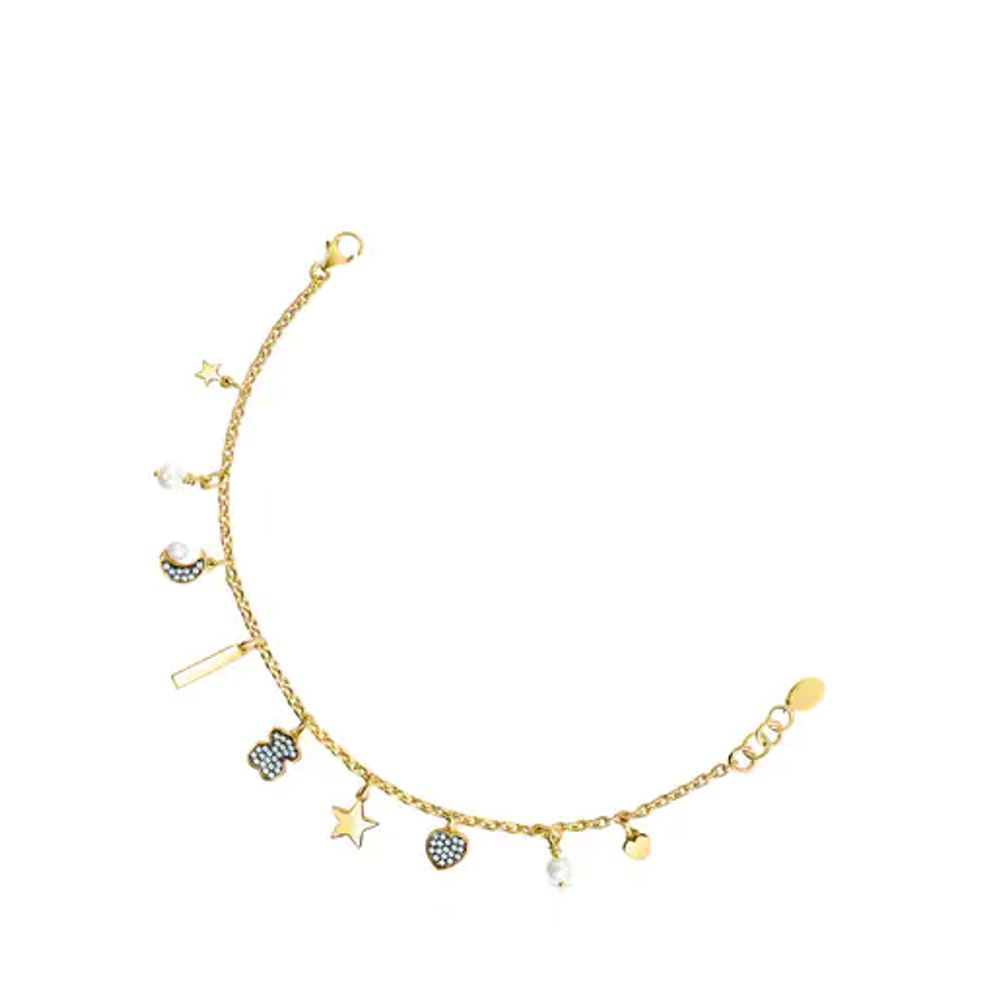 TOUS Nocturne Bracelet in Silver Vermeil with Diamonds and Pearls with 5  motifs | Westland Mall
