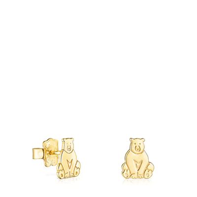 Aretes Save oso con baño de oro 18 kt sobre plata