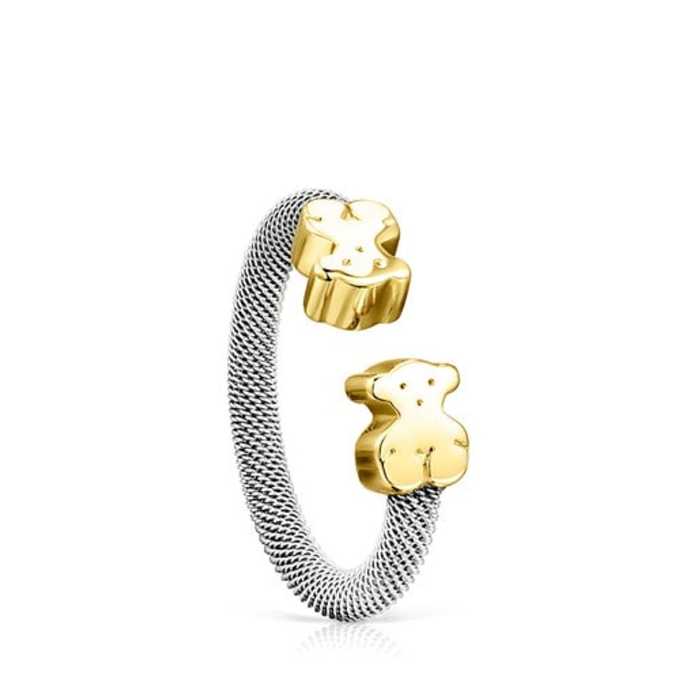 Steel and Gold TOUS Mesh Ring 0,7cm.