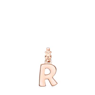 Alphabet letter R Pendant in Rose Silver Vermeil