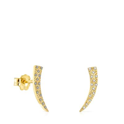 Gold TOUS Good Vibes cornucopia Earrings with Diamonds