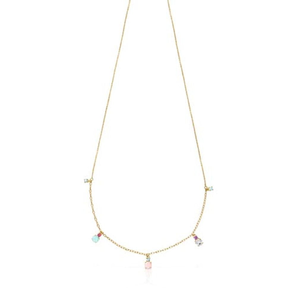 TOUS Mini Ivette Necklace in Gold with Gemstones | Westland Mall