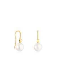 Aretes cortos Gloss con baño de oro 18 kt sobre plata y perla