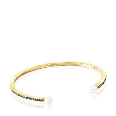 Pulsera Nocturne con baño de oro 18 kt sobre plata, Diamantes y Perlas