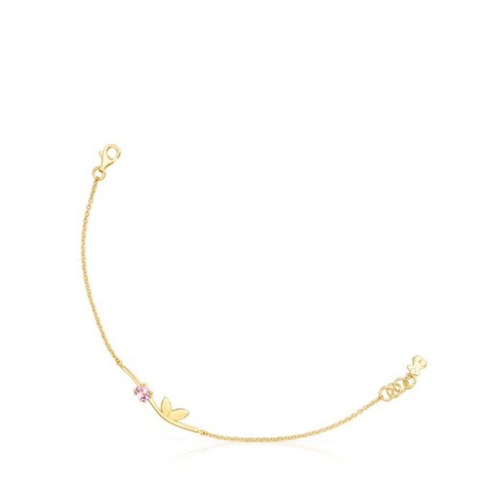 Pulsera Fragile Nature hojas con baño de oro 18 kt sobre plata y amatista