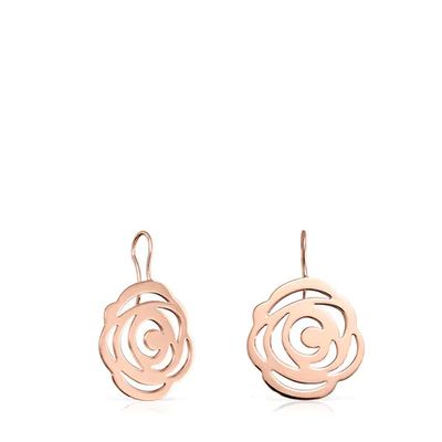 Aretes cortos Rosa de Abril con baño de oro rosa 18 kt sobre plata