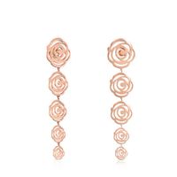 Aretes largos Rosa de Abril con baño de oro rosa 18 kt sobre plata