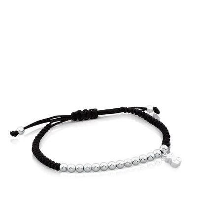 Pulsera Hiper Micro de Plata y Cordón en color negro