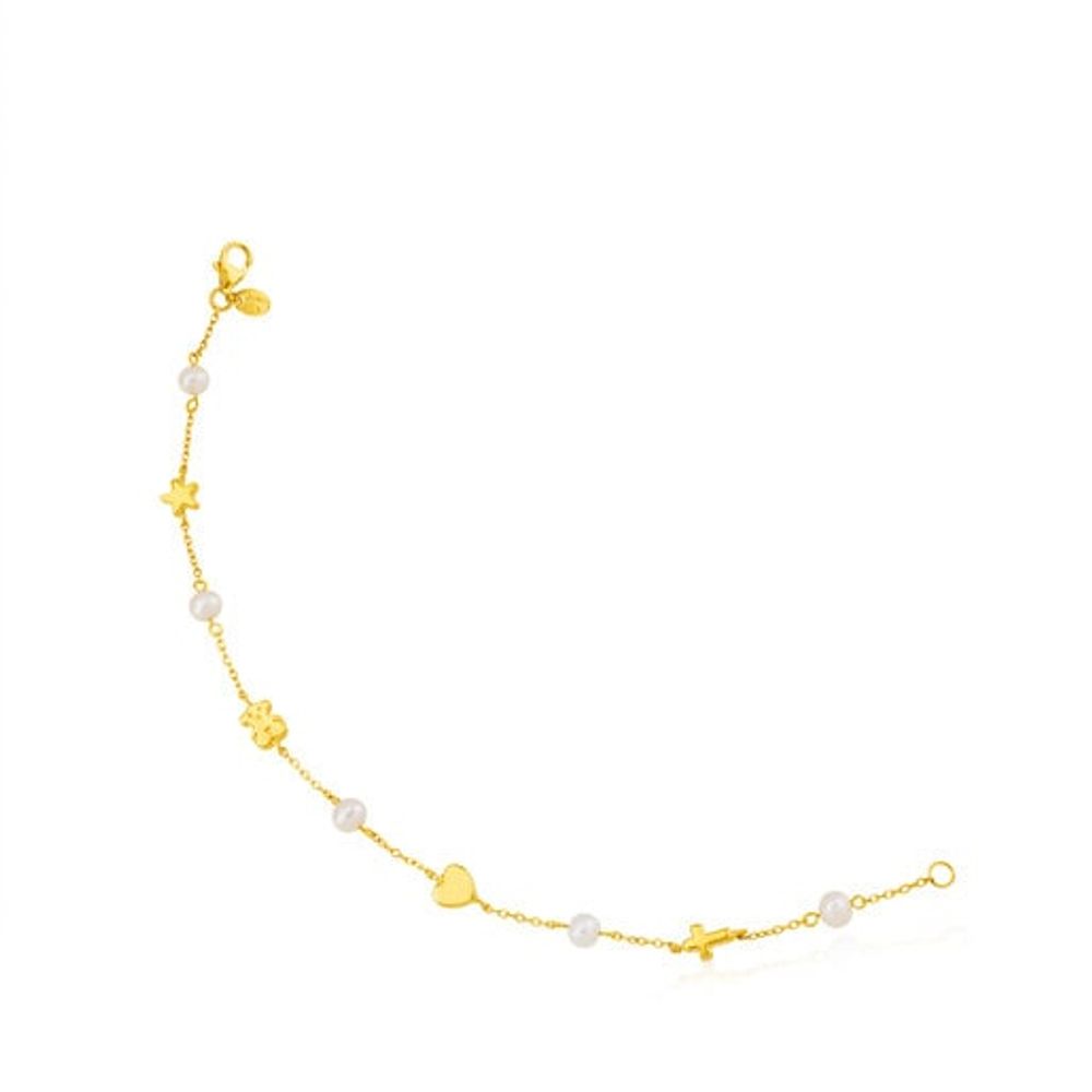 TOUS Gold Sweet Dolls XXS Bracelet with pearls and Bear, Star, Heart and  Cross motifs.. | Westland Mall