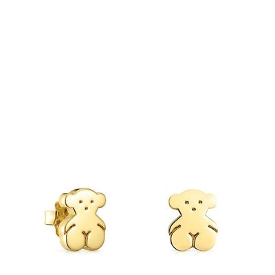 Aretes Sweet Dolls oso con baño de oro 18 kt sobre plata