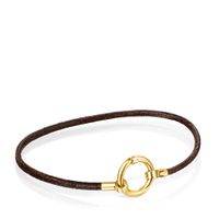 Pulsera Hold de Oro y Cuero marrón