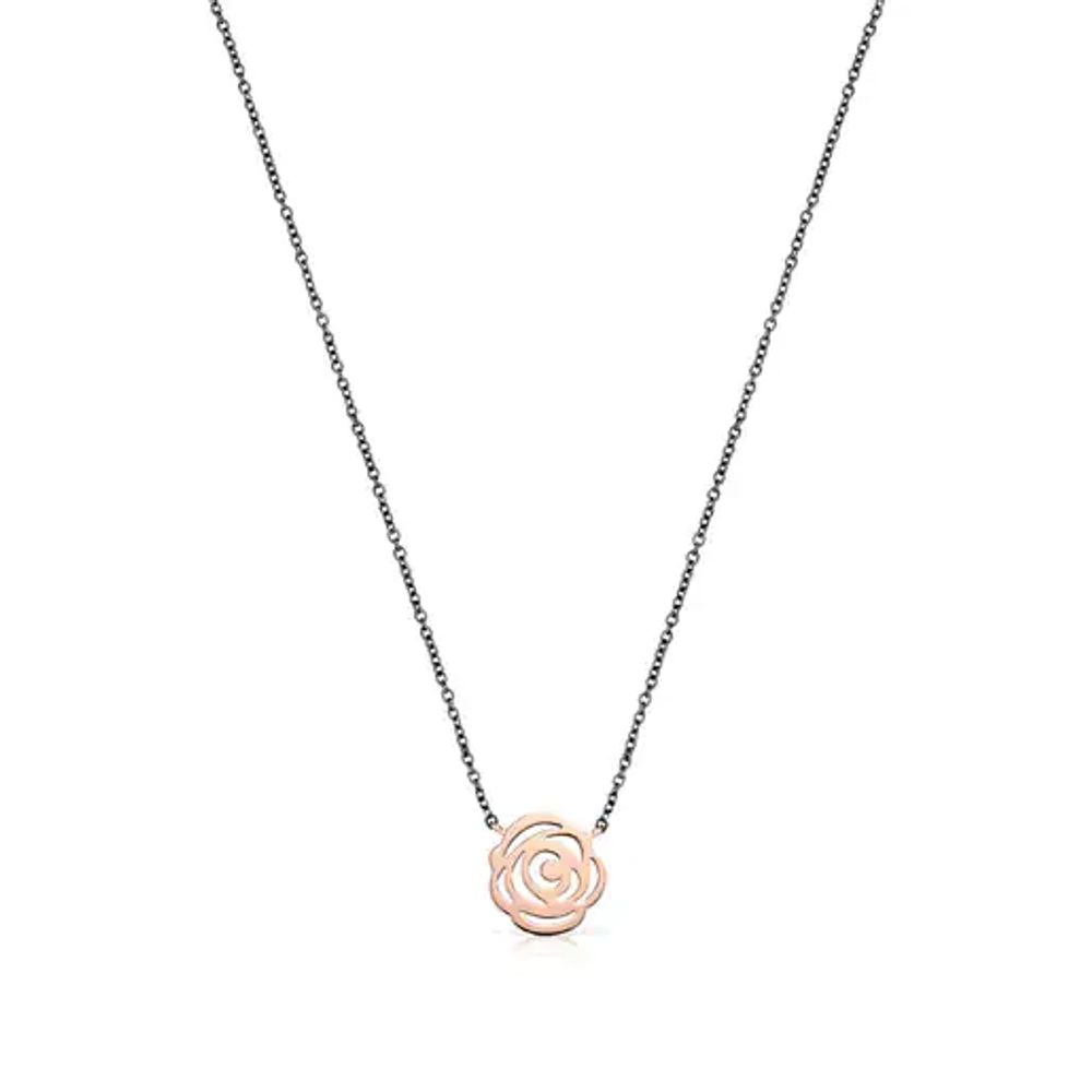 Rose Vermeil Silver and Oxidized Silver Rosa de Abril Necklace