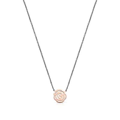 Rose Vermeil Silver and Oxidized Silver Rosa de Abril Necklace