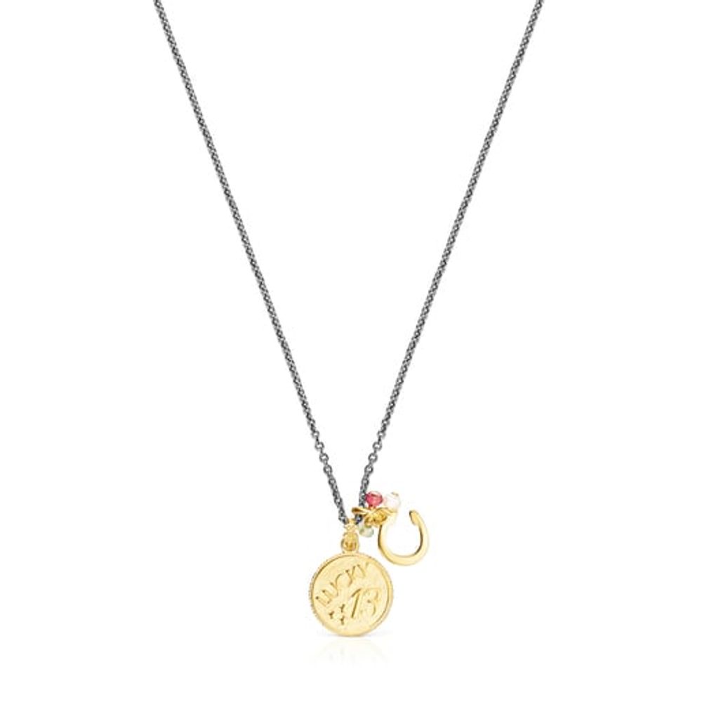 TOUS Silver Vermeil and Dark Silver TOUS Good Vibes 13 – horseshoe Necklace  with Gemstones | Westland Mall