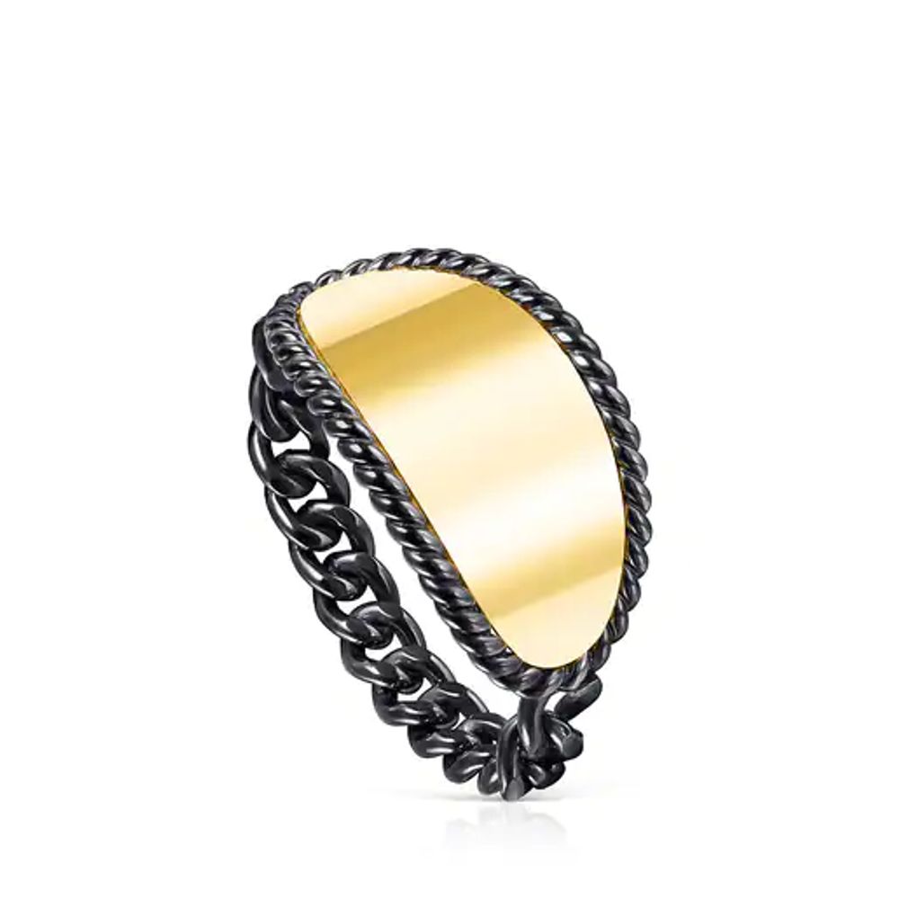 TOUS Dark Silver and Vermeil Minne Ring with oval medal | Westland Mall