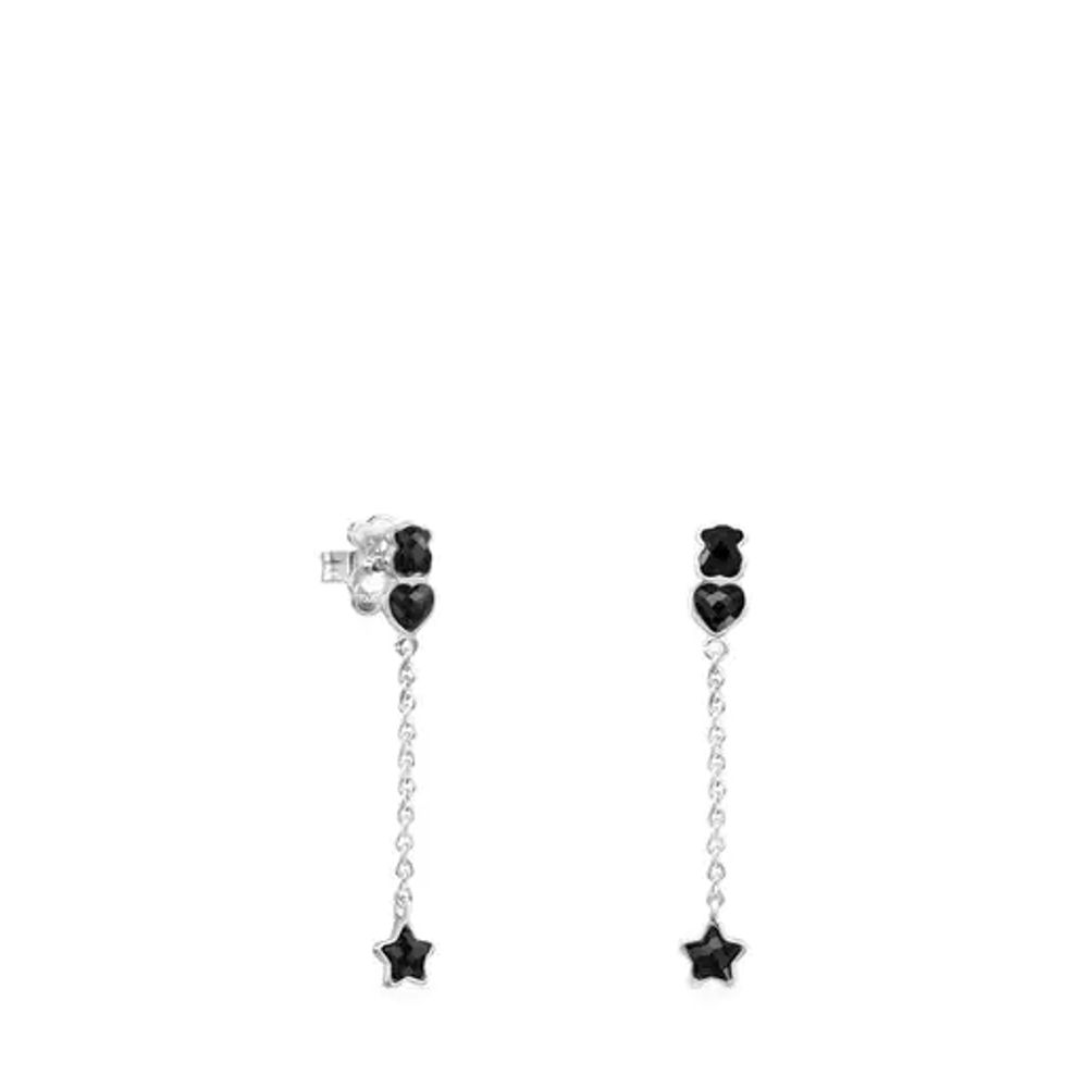 TOUS Short Mini Onix Earrings in Silver with Onyx | Plaza Del Caribe