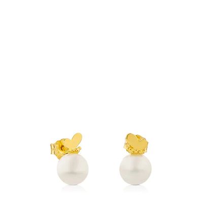 Aretes Bera Mariposa de Oro con Perla