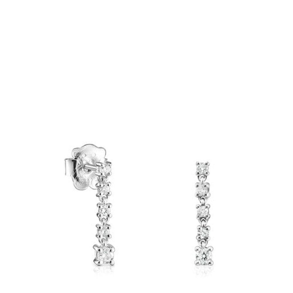 Aretes cortos Riviere de Oro blanco con Diamantes