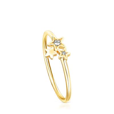 Anillo Teddy Bear Stars de Oro y Diamantes