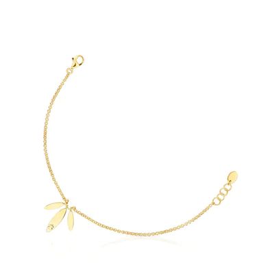 Pulsera Fragile Nature laurel con baño de oro 18 kt sobre plata