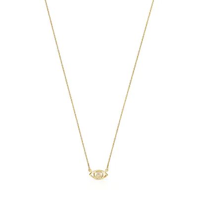 Gold TOUS Good Vibes eye Necklace with Diamonds