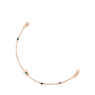 Pulsera Super Power con baño de oro rosa 18 kt sobre plata con Gemas