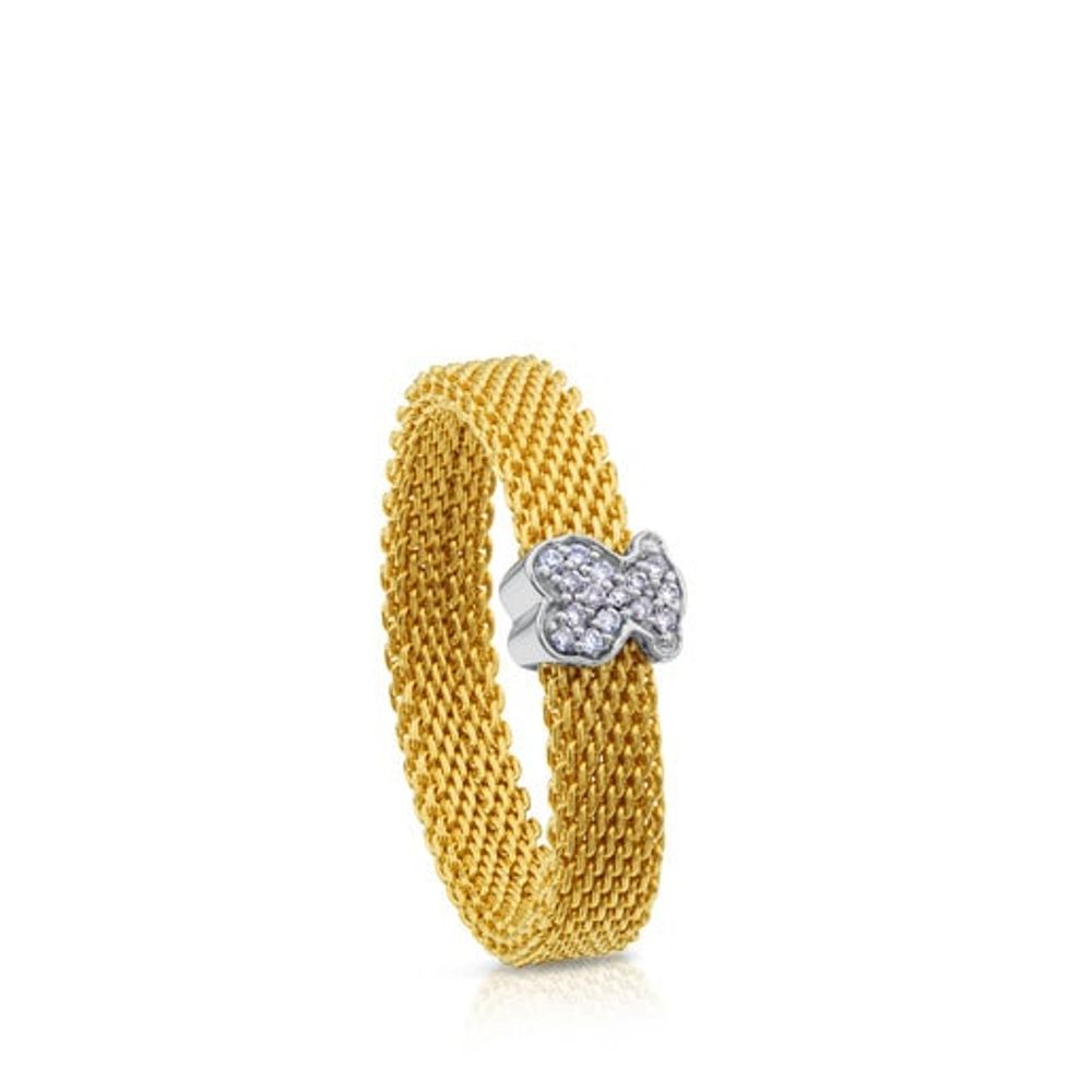 Anillo Icon Mesh de Oro blanco con Diamantes