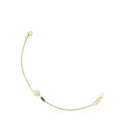 Silver Vermeil Fragile Nature flower Bracelet with Malachite