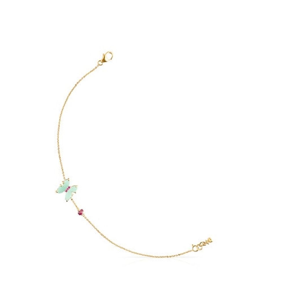 Pulsera Vita de Oro con Amazonita y Rubí