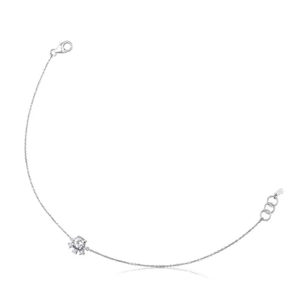 Pulsera de oro blanco con diamantes y topacio Eklat