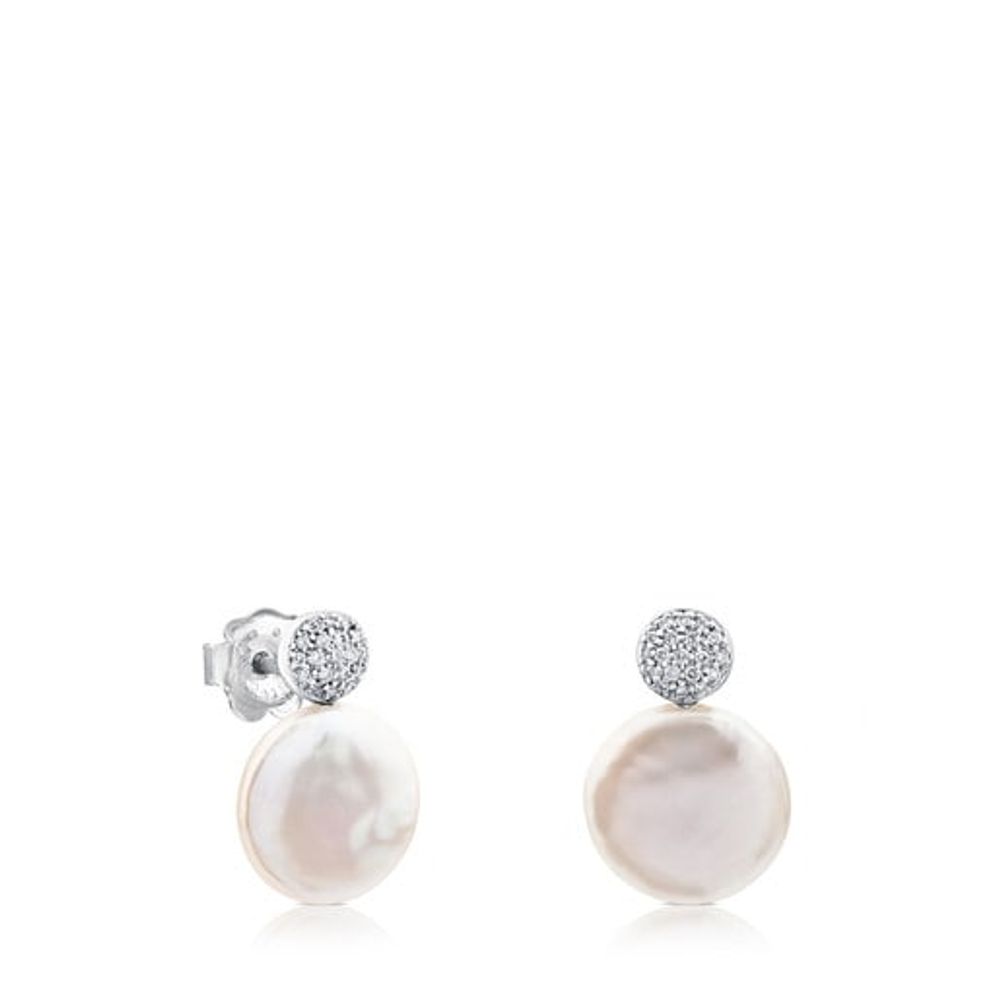 White Gold Alecia Earrings with Diamond and Pearl