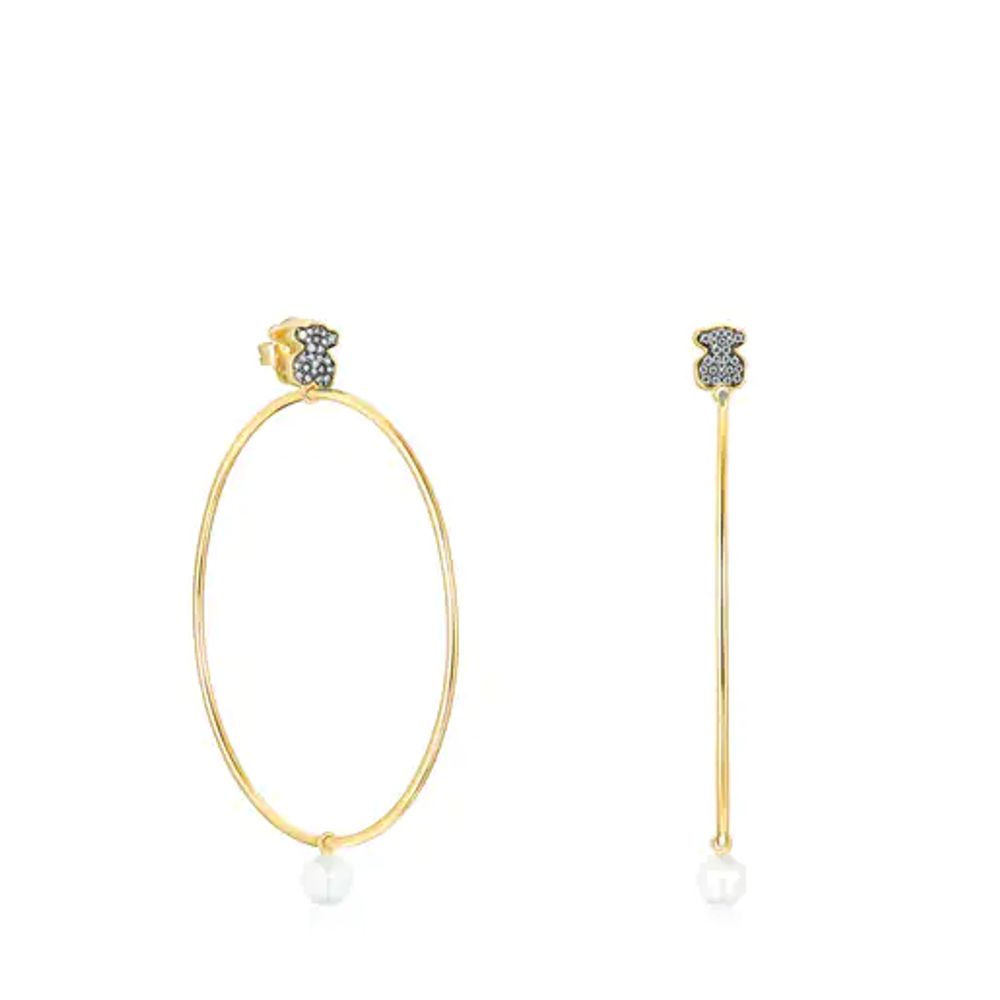 TOUS Large Nocturne Earrings in Silver Vermeil with Diamonds and Pearl |  Plaza Las Americas