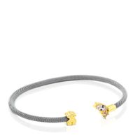 Steel and Gold Eklat Bracelet with white Topaz