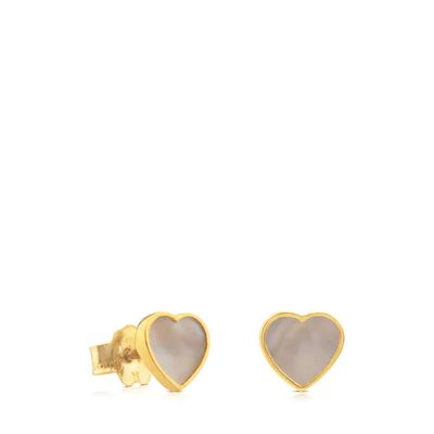 Aretes XXS corazón de Oro y Nacar