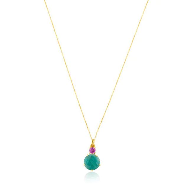 TOUS Gold Ivette Necklace with Amazonite and Ruby | Westland Mall