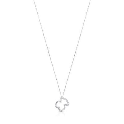 White Gold TOUS Icon Gems Necklace with Diamonds 1,15cm. Bear motif