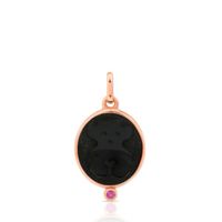 Rose Vermeil Silver Camee Pendant with Onyx and Ruby