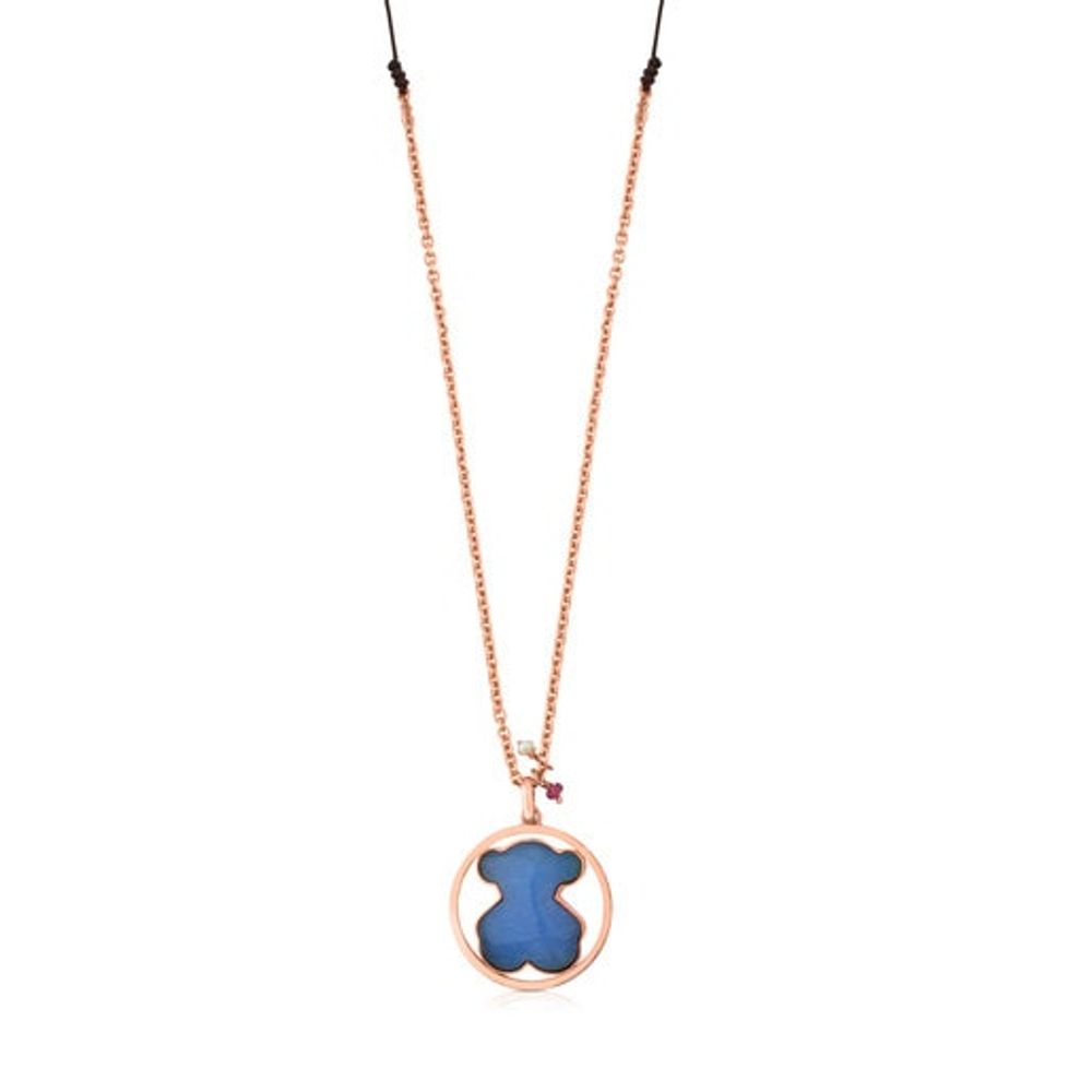 TOUS Rose Vermeil Silver Camille Necklace with Quartz with Dumortierite,  Ruby and Pearl | Plaza Las Americas