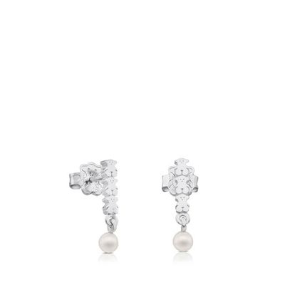 Silver TOUS Straight Earrings with Pearls