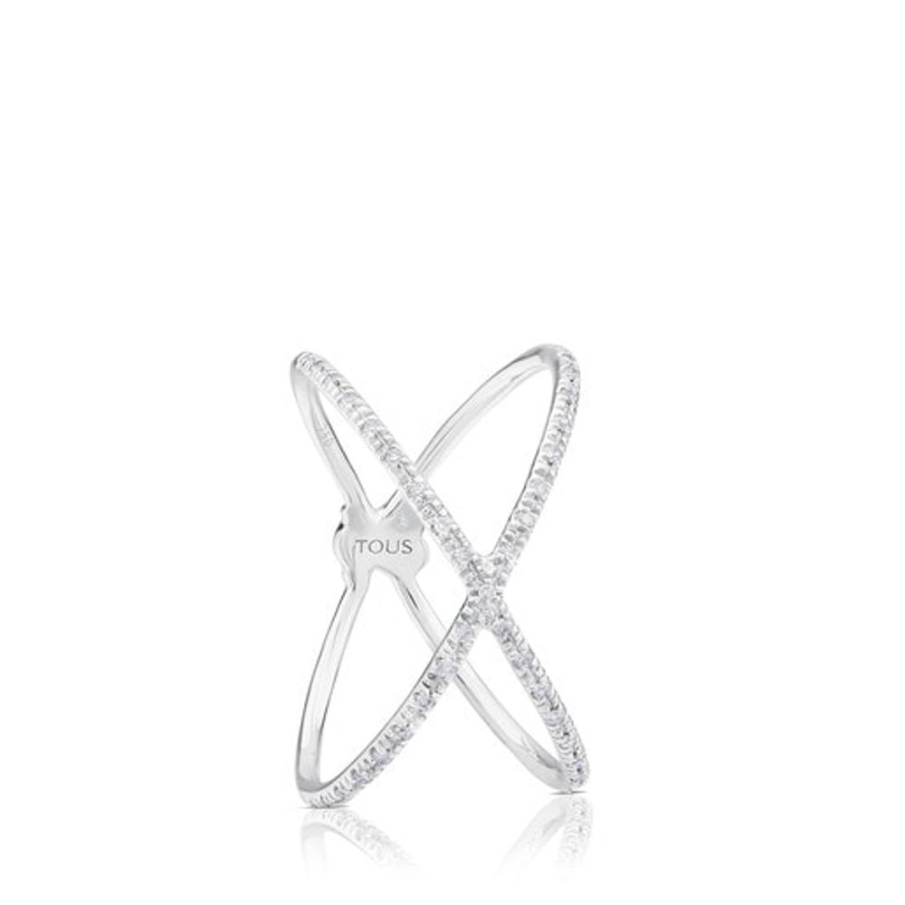 White Gold TOUS Diamond crossed Ring with 0.09ct