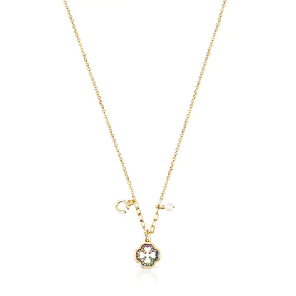 TOUS Silver Vermeil TOUS Good Vibes clover Necklace with Gemstones | Plaza  Las Americas