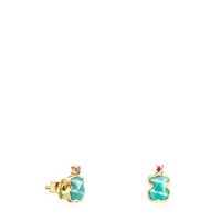 Gold TOUS Color Earrings with Amazonite and Ruby