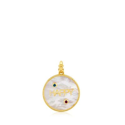 Vermeil Silver Glad Pendant with Mother-of-Pearl, Topaz and Ruby