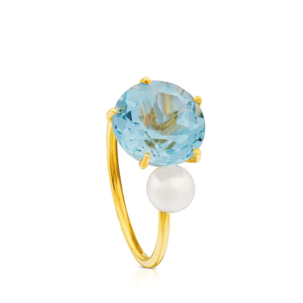 TOUS Ivette Ring in Gold with Topaz and Pearl | Plaza Las Americas